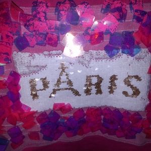 PINK GLITTERED Paris crop top